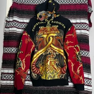Vintage Christian Audigier Tattoo Hoodie | Removable Sleeves